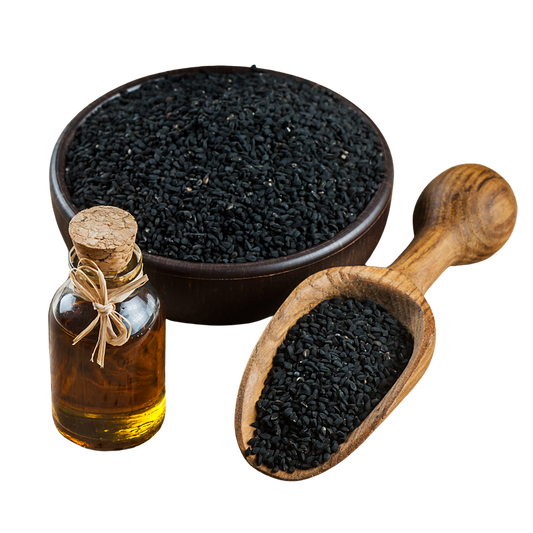 Black cumin seeds and cold-pressed black seed oil used as an ingredient in natural toothpaste